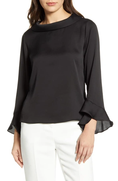 Shop Vince Camuto Bell Sleeve Blouse In Rich Black