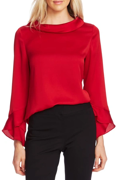 Shop Vince Camuto Bell Sleeve Blouse In Tulip Red
