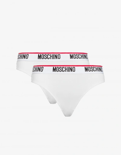 Shop Moschino Brazilian Briefs With Logo In White