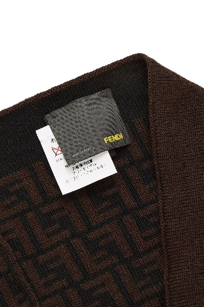 Pre-owned Fendi Brown Zucca Wool Scarf