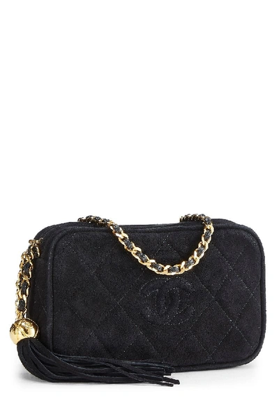 Pre-owned Chanel Black Quilted Suede Camera Mini