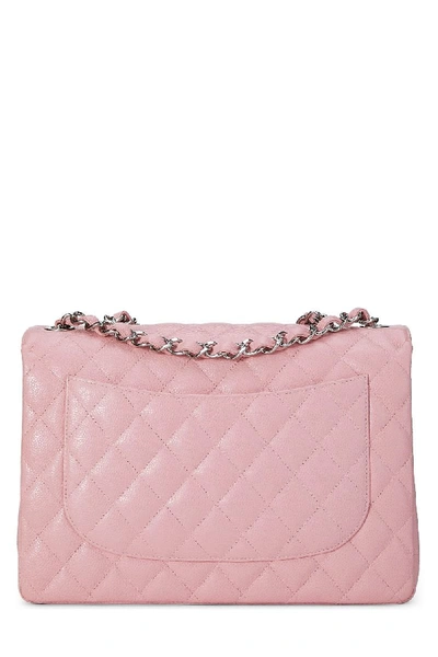 Pre-owned Chanel Pink Quilted Caviar Half Flap Jumbo