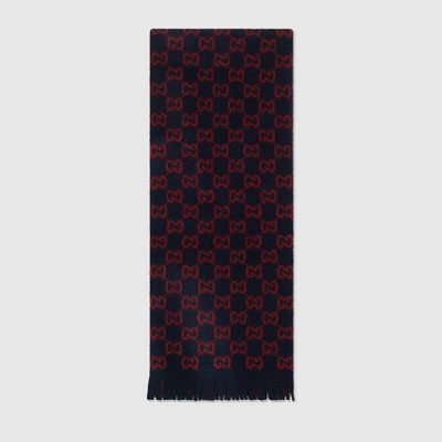 Shop Gucci Gg Wool Scarf In Red