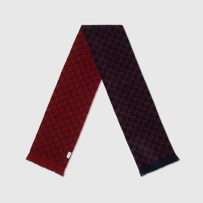Shop Gucci Gg Wool Scarf In Red