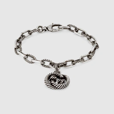 Shop Gucci Silver Bracelet With Interlocking G In Sterling Silver