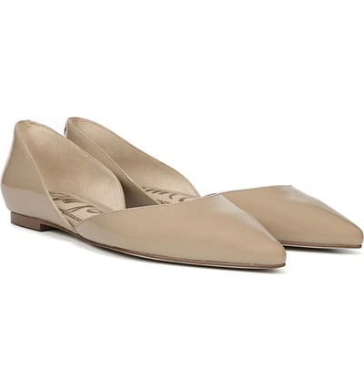 Shop Sam Edelman Rodney Pointy Toe D'orsay Flat In Classic Nude Patent