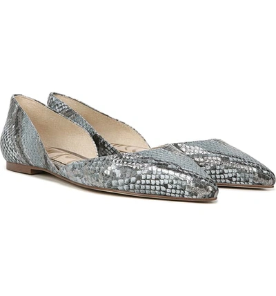 Shop Sam Edelman Rodney Pointy Toe D'orsay Flat In Dusty Blue Multi Leather