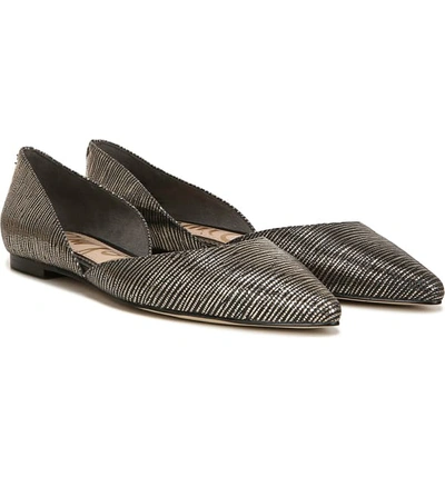 Shop Sam Edelman Rodney Pointy Toe D'orsay Flat In Pyrite Leather