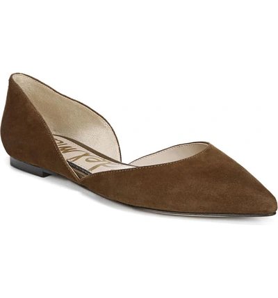 Shop Sam Edelman Rodney Pointy Toe D'orsay Flat In Toasted Coconut Suede