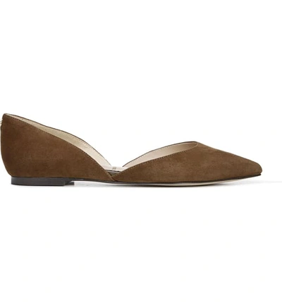 Shop Sam Edelman Rodney Pointy Toe D'orsay Flat In Toasted Coconut Suede