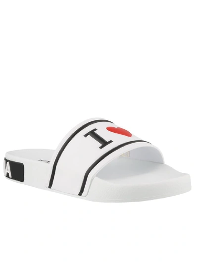 Shop Dolce & Gabbana Logo Slides In White