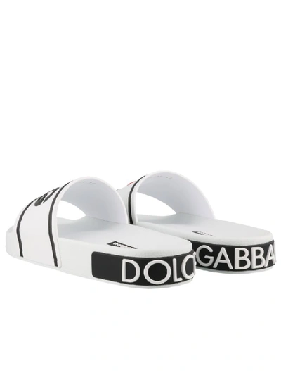 Shop Dolce & Gabbana Logo Slides In White