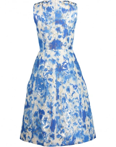 Shop Carolina Herrera Abstract Floral A-line Dress In Blue