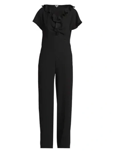 Shop Kenzo Ruffle Collar Jumpsuit In Black