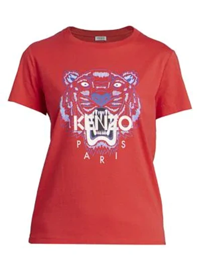 Shop Kenzo Classic Tiger Graphic Tee In Medium Red