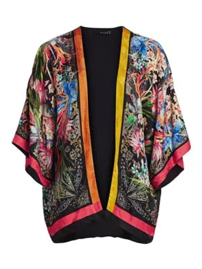 Shop Etro Rainforest Floral Print Kimono In Black