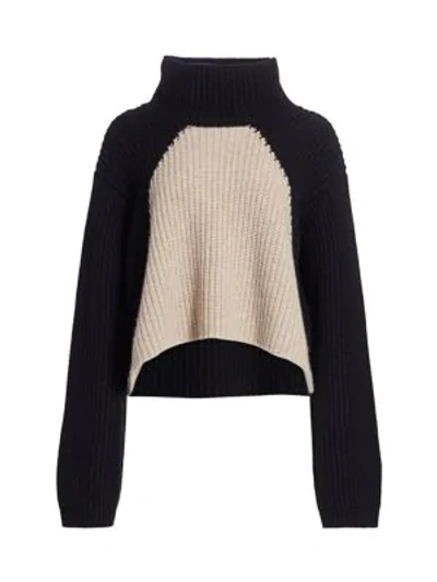 Shop Khaite Marianna Colorblock Turtleneck In Black Powder