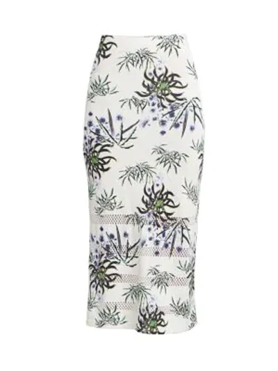 Shop Kenzo Abstract Print Mesh Bodycon Skirt In Ecru