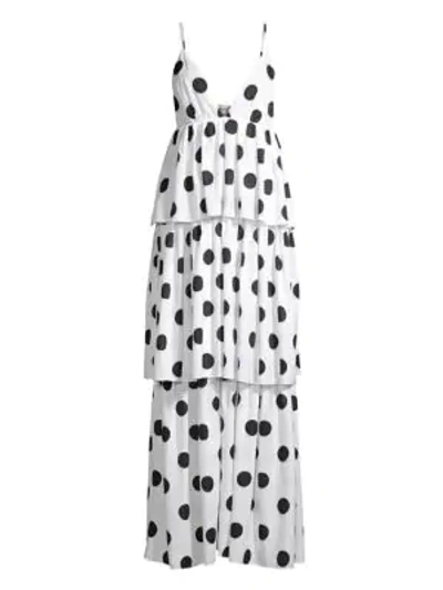 Shop Mara Hoffman Bari Dotted Cover-up Dress In White Black