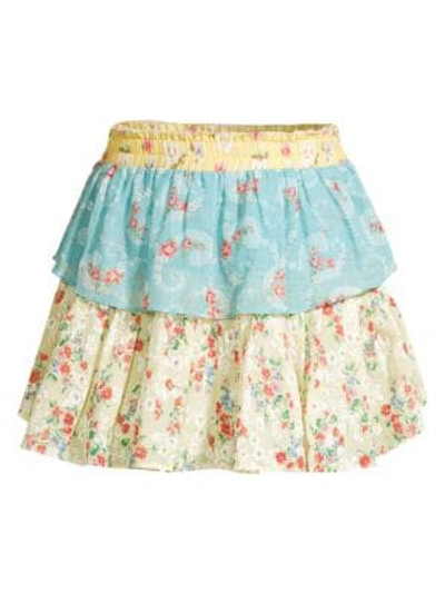 Shop Loveshackfancy Ruffled Floral Mini Skirt In Multi
