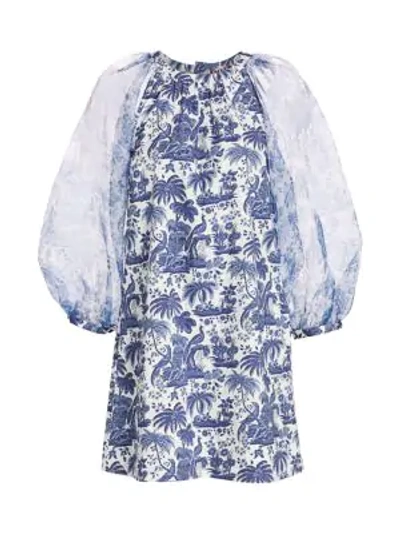 Staud Garden Organza Shift Dress In China Blue Toile | ModeSens