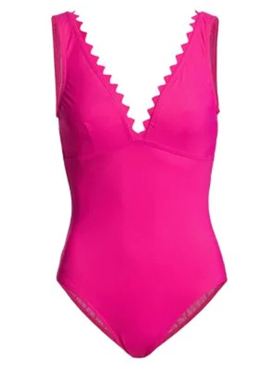 Shop Karla Colletto Swim Ines Plunging One-piece Swimsuit In Primrose