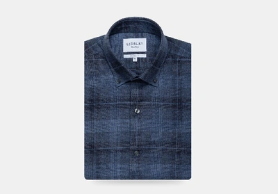 Shop Ledbury Men's Air Force Blue Lipscombe Flannel Casual Shirt Cotton In Airforce Blue