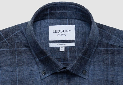 Shop Ledbury Men's Air Force Blue Lipscombe Flannel Casual Shirt Cotton In Airforce Blue