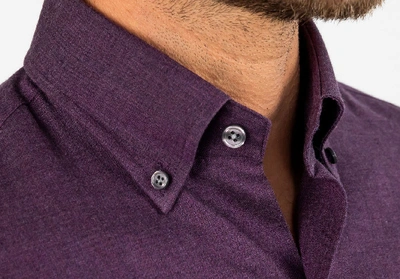 Shop Ledbury Men's Plum Morris Brushed Casual Shirt Plum Purple Cotton