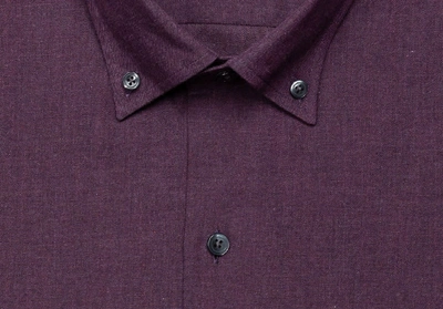 Shop Ledbury Men's Plum Morris Brushed Casual Shirt Plum Purple Cotton