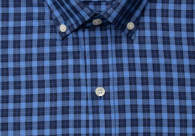 Shop Ledbury Men's Blue Tucker Check Casual Shirt Cotton