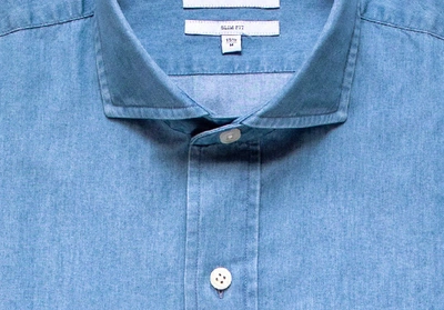 Shop Ledbury Men's Beacon Denim Shirt Cadet Blue Cotton