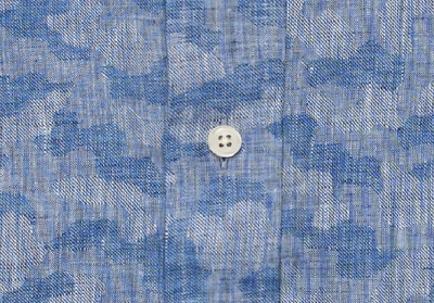 Shop Ledbury Men's Washed Blue Greggs Linen Jacquard Casual Shirt Cotton/linen