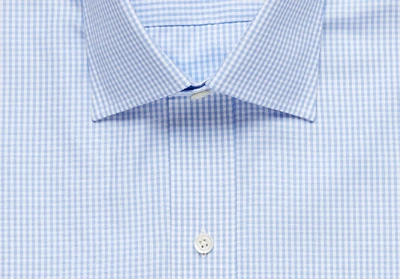 Shop Ledbury Men's Blue Gingham Poplin Dress Shirt Cotton