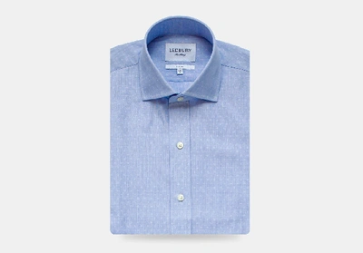 Shop Ledbury Men's Blue Loren Dotted Dress Shirt Classic Cotton