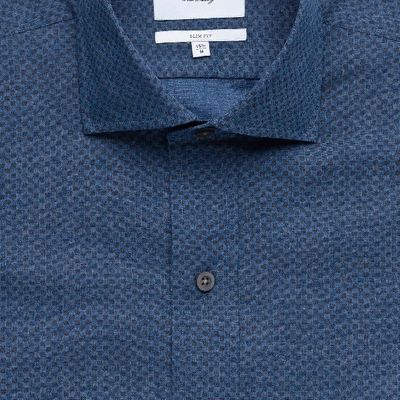 Shop Ledbury Men's Winhall Print Dress Shirt Cadet Blue Cotton