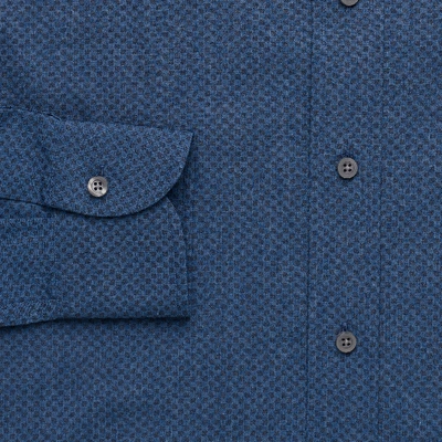 Shop Ledbury Men's Winhall Print Dress Shirt Cadet Blue Cotton
