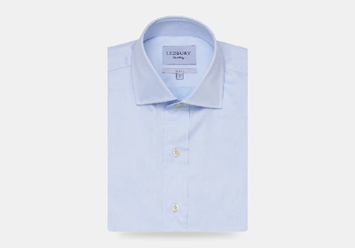 Shop Ledbury Men's Blue Fine Twill Spread Dress Shirt Cotton