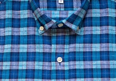 Shop Ledbury Men's Aqua Blue Seabrooke Plaid Casual Shirt Cotton/linen