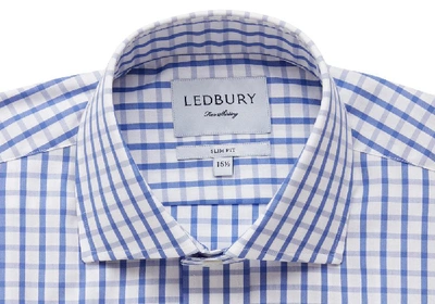 Shop Ledbury Men's Urbana Box Check Dress Shirt Blue
