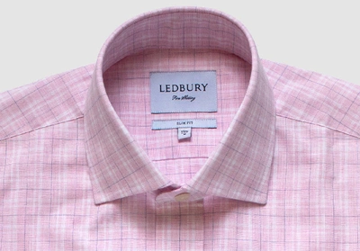 Shop Ledbury Men's Berry Quinton Check Dress Shirt Cotton