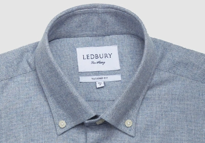 Shop Ledbury Men's Light Blue Heather Ryan Brushed Casual Shirt Cotton