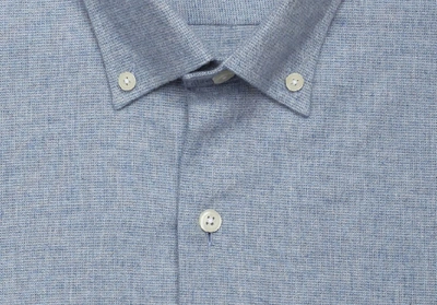 Shop Ledbury Men's Light Blue Heather Ryan Brushed Casual Shirt Cotton