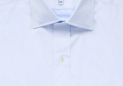 Shop Ledbury Men's Blue Fine Twill Mid-spread Dress Shirt Cotton