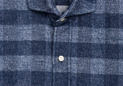 Shop Ledbury Men's Navy Blue Randolph Flannel Casual Shirt Classic Cotton