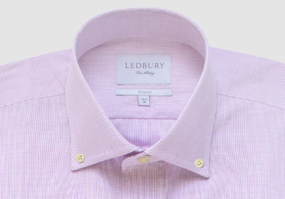 Shop Ledbury Men's Lavender Fairlake Check Dress Shirt Lavender Purple Cotton