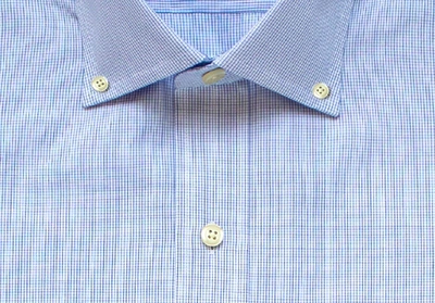 Shop Ledbury Men's Navy Blue Fairlake Check Dress Shirt Cotton