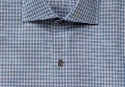 Shop Ledbury Men's Cadet Blue Barfield Gingham Dress Shirt Cotton