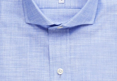Shop Ledbury Men's Blue Millen Chambray Casual Shirt Cotton