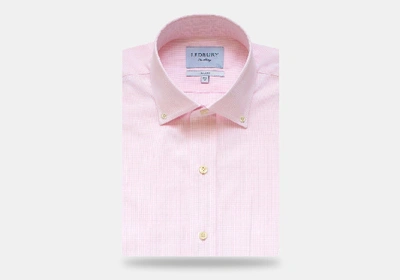 Shop Ledbury Men's Pink Fairlake Check Dress Shirt Cotton
